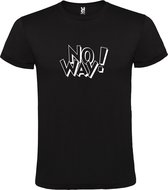 Zwart t-shirt met tekst ''NO WAY'' print Wit  size 4XL