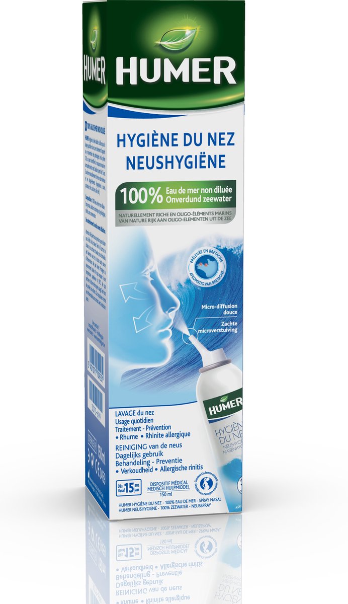 HUMER Spray nasal Hygiène du nez - 100% eau de mer - Adulte
