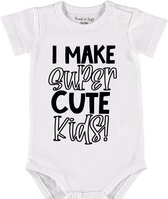 Baby Rompertje met tekst 'I make super cute kids' | Korte mouw l | wit zwart | maat 62/68 | cadeau | Kraamcadeau | Kraamkado