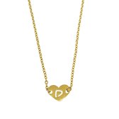 Letter ketting hartje - initiaal D - Goud - 40 cm