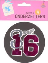 onderzetter sweet 16 - 16 jaar versiering onderzetters/bierviltjes  - Sweet 16 verjaardag feestartikelen