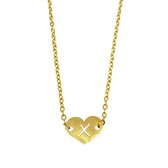 Letter ketting hartje - initiaal X - Goud - 40 cm