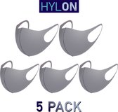Neopreen Mondmasker - Grijs - 5 PACK - Wasbaar - Herbruikbaar - By HYLON