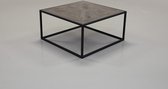 Keramische Salontafel Wood in mat grijs/bruin 75x75x40cm