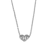 Letter ketting hartje - initiaal H - Zilver - 40 cm