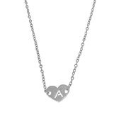 Letter ketting hartje - initiaal A - Zilver - 40 cm