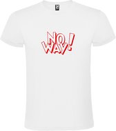 Wit t-shirt tekst met 'NO WAY'  print Rood size L