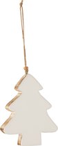 J-Line HANGER KERSTBOOM MANGO HOUT WIT LARGE Set van 6 stuks