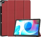 Case2go - Tablet Hoes geschikt voor Realme Pad - 10.4 inch - Tri-Fold Book Case - Auto Wake functie - Donker Rood