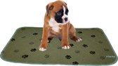 Sharon B - puppy training pad - plasmat - beige met pootjes print - 60x40 cm - hondentoilet - herbruikbaar - wasbaar