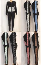 Dames Trainingspak / Tracksuit / Joggingpak | Sport Kleding | zwart/groen | maat M