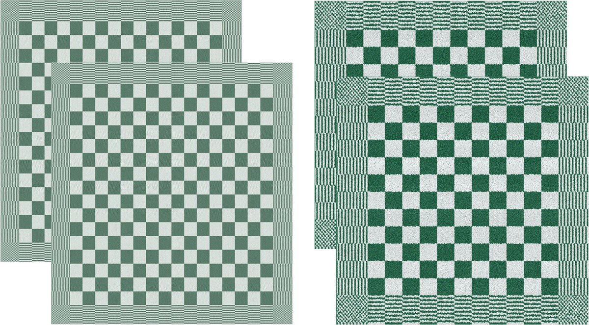 DDDDD Keukenset Groen - 2x keukendoek 55x50 cm + 2x theedoek 65x65 cm - Barbeque