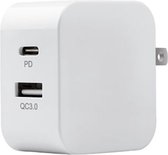 DUO Snellader Reisstekker USB en USB C 20W USA - Reisstekker voor Amerika - USB en USB-C stekker voor VS - Reisstekker Mexico - Reisstekker Canada - Reisstekker Curaçao - Reisstekker Aruba - Reisstekker Bonaire - 1 stuk - Wit