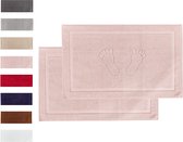 Komfortec Badmat Set - 2 stuks - 50x80 cm - Zachte en Absorberende Douchemat - 100% Katoen - Roze