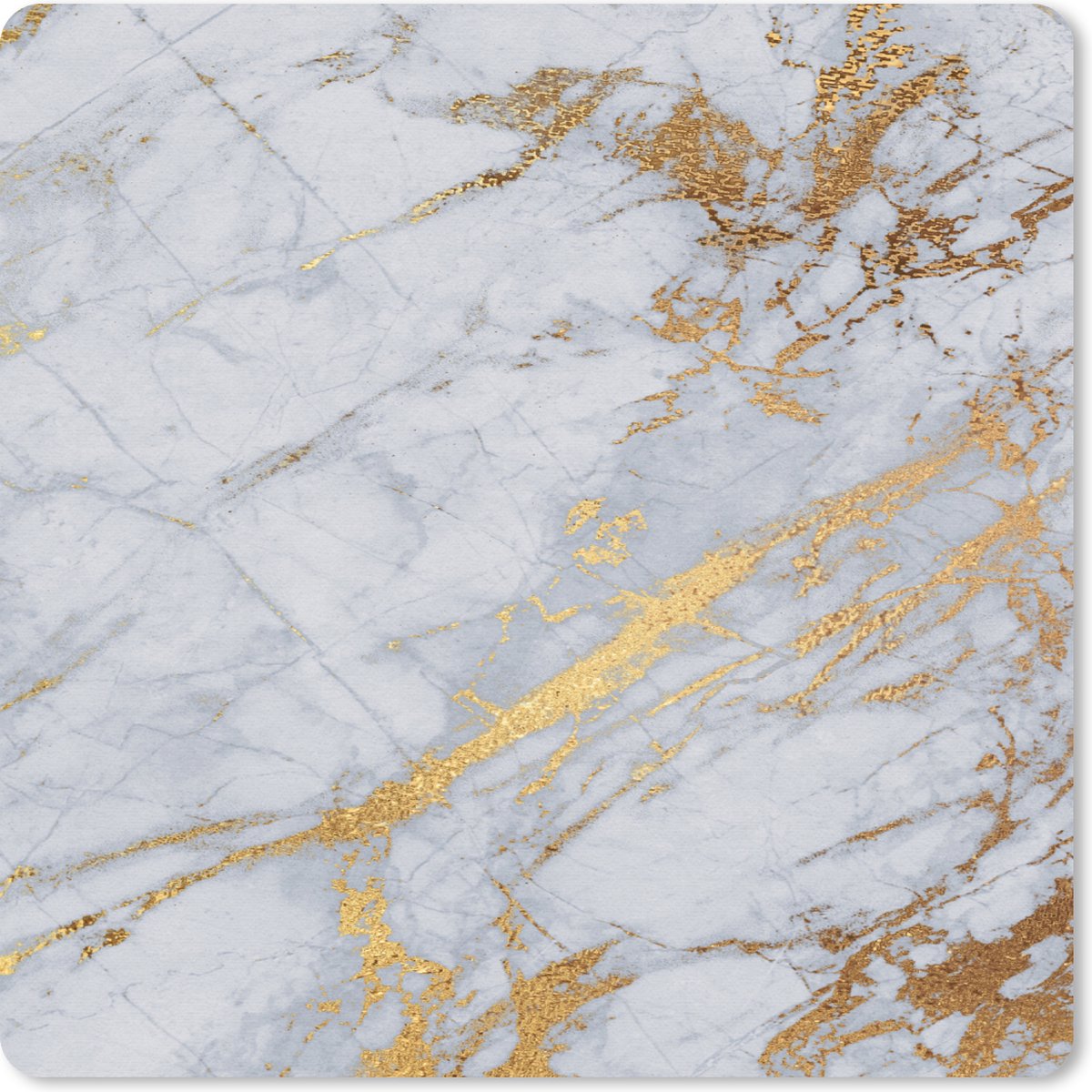 Muismat 20x20 cm - Mousepad Marmer - Grijs - Goud - Muismatten