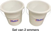 2x Stevige Huishoud Emmers Wit 10 Liter Stapelbaar