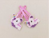 Haarspeldjes Glitter Eenhoorn / Unicorn - Roze - Haarclips Voor Meisjes - 4 Stuks - Hoofd Paars