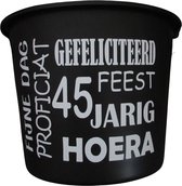 Cadeau emmer - 45 jaar - 12 liter - zwart - cadeau - geschenk - gift - kado - verjaardag