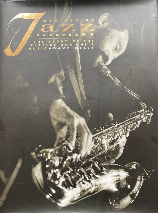 Boekcover 'Masters of Jazz Saxophone' met een afbeelding van een saxofonist.