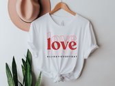 Lykke Love All Day Every Day T-shirt| Mijn Valentijn | Mannen - Vrouwen - Unisex | Handgemaakt | Wit | Maat M