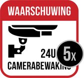 Stickers | Pictogram | 2 stuks | "24u/24 camerabewaking" | Waarschuwing - Camerabewaking | Beveiliging | CCTV | 20 x 20 cm | Permanente lijm