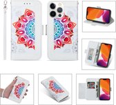 GSMNed – Hoogwaardig iPhone 12 Mini Hoesje Wit – Leren Pu Hoesje – 4 pasjes houder – Met Koord – magnetische sluiting