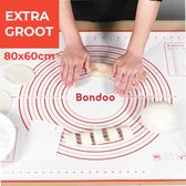 Bondoo Deegmat Groot 80x60cm - Silicone - Rood - inclusief Deegschraper