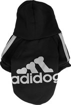 Adidog Hoodie - Pull pour chien Taille L - Zwart - Vêtements pour chien - Poids du chien 2 à 3 KG