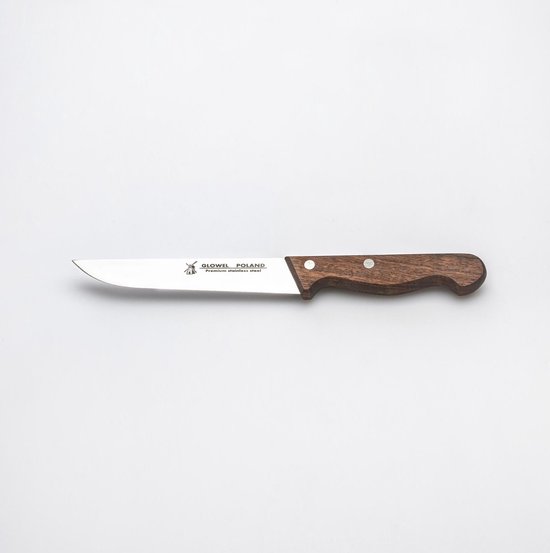 Glowel Vleesmes - 15 cm - Handvat Mahoniehout - Type L-150