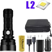 Super Krachtige Led Zaklamp - Bereik 500 Meter - (L2) 3800LM -  USB Oplaadbaar - Waterdichte Lamp - Ultra Heldere Lantaarn - Kamperen - Jacht