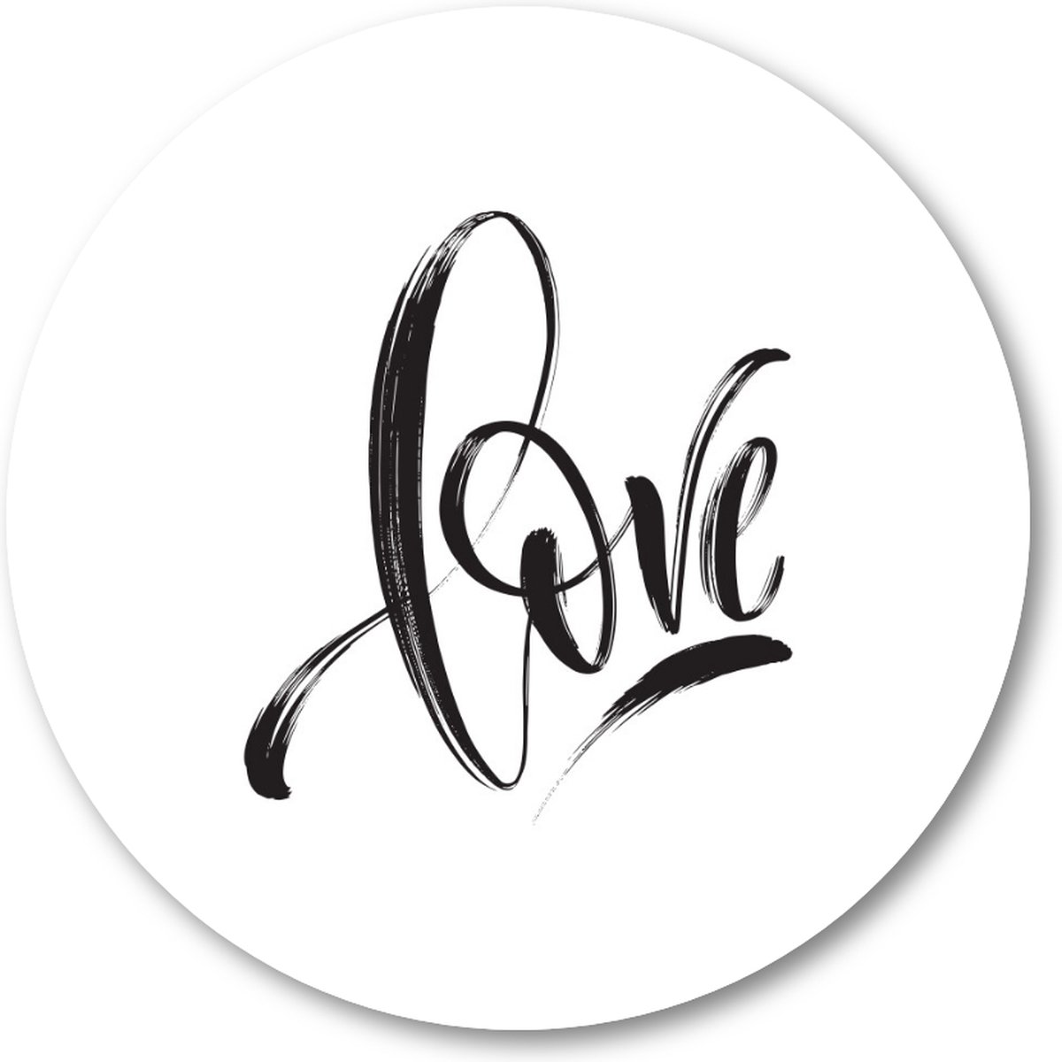 Tekst: Love - Muurcirkel Forex 50cm - Wandcirkel voor binnen - Minimalist - Tekstposters