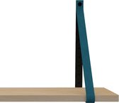 Handles and more Leren plankdragers - met sierschroeven - 100% leer – Petrol – set van 2 leren plank banden