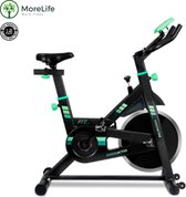 MoreLife Home Trainer Fiets - Spin Trainer - Hometrainer Fiets Extreme met Hartslagmeter - Stationaire fiets - Hometrainer Bike met LCD Scherm - Spinning BIKE - Donker Blauw- 12KG Vliegwiel