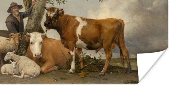 Poster De stier - Schilderij van Paulus Potter - 40x20 cm