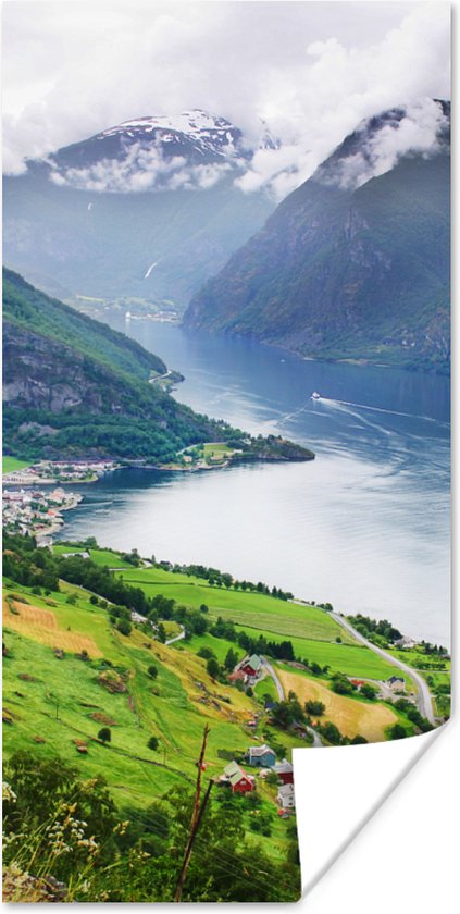 Poster Aurlands Fjord Noorwegen foto - 75x150 cm