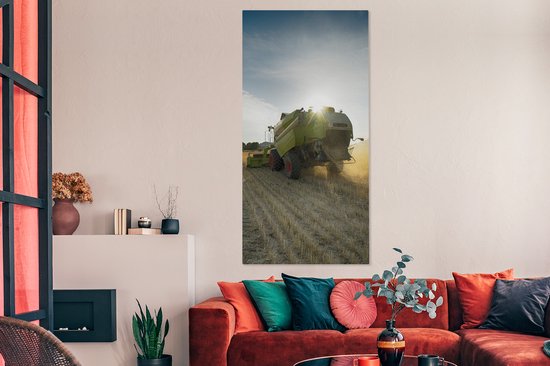Tableau sur toile Machine agricole sur un champ de maïs - 80x160 cm - Décoration murale