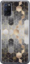 Casimoda® hoesje - Geschikt voor Oppo A92 - Grey Cubes - Siliconen/TPU - Grijs