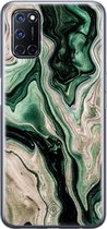 Oppo A52 hoesje siliconen - Groen marmer / Marble | Oppo A52 case | TPU backcover transparant