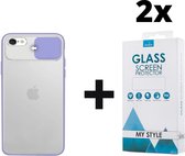 Backcase CamShield Slide Cover Camera Bescherming iPhone 6/6s Paars - 2x Gratis Screen Protector - Telefoonhoesje - Smartphonehoesje