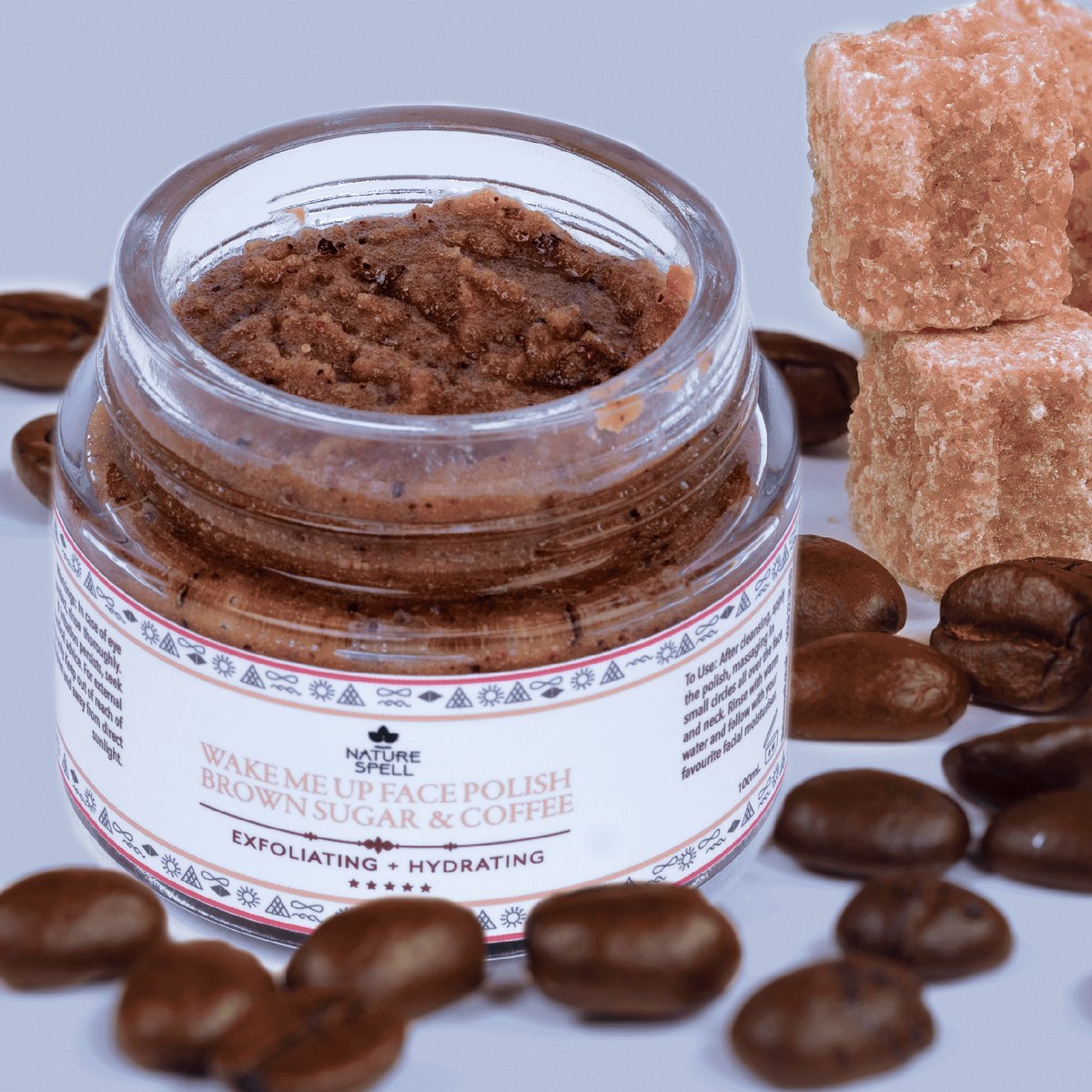 Gezichtsscrub koffie en bruine suiker- natuurlijke scrub / peeling voor het gezicht - 100ml