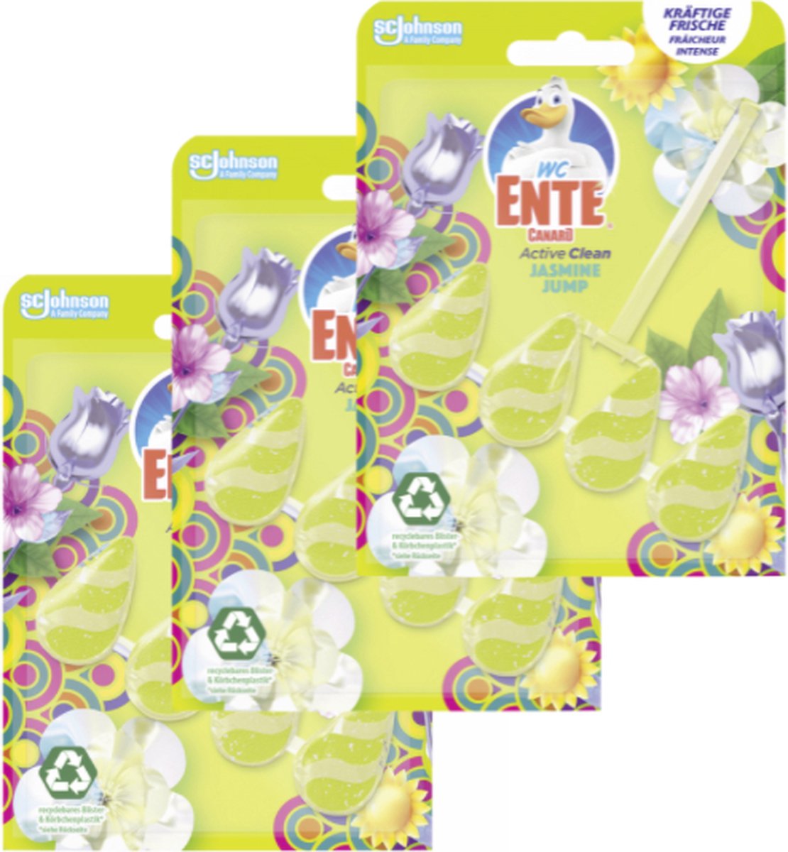 Goedkoopste 3x WC-Eend | Toiletblok | Jumping Jasmine | Voordeelverpakking | Wc Reinigingsmiddel | Toilet