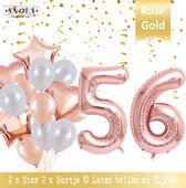 Ballon Numéro 56 Ans Or Rose Pearl Bouquet * Hourra 56 Ans Anniversaire Décoration Set de 15 Ballons * 80cm Anniversaire Numéro Ballon * Snoes * Décoration Anniversaire * Fête d'Enfants * Château Rose * Numéro Ballon 56 * Rose