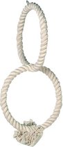 Flamingo vogelspeelgoed wit hanger 2 ringen met touw