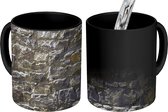Magische Mok - Foto op Warmte Mok - Muur - Stenen - Grijs - 350 ML