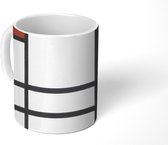 Mok - Koffiemok - Compositie in wit, rood en geel - Piet Mondriaan - Mokken - 350 ML - Beker - Koffiemokken - Theemok