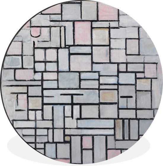 WallCircle - Wandcirkel - Muurcirkel - Compositie 6 - Piet Mondriaan - Aluminium - Dibond - ⌀ 60 cm - Binnen en Buiten