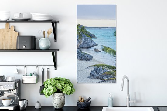 Tableau sur toile Tulum l'ancienne ville portuaire sur la mer des Caraïbes au Mexique - 40x80 cm - Décoration murale