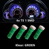 4x T5 (1 LED) GROEN  CANBus Led Lamp 4-Stuks | 5050 | T5L200G  | 205 Lumen | 12V | 1 SMD | Verlichting | W3W W1.2W Led Auto-interieur Verlichting Dashboard Warming Indicator Wig au
