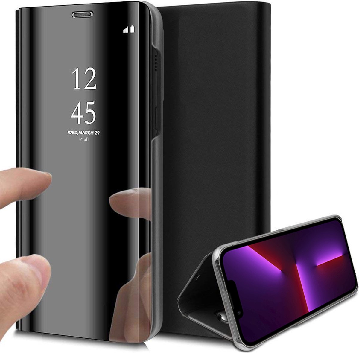 Hoesje geschikt voor iPhone 13 Pro Max - Spiegel Book Case - Zwart
