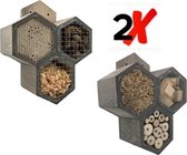 GARDEN SPIRIT Bijenhotel set van 2 - Insectenhotel 33,5 x 27,5 x 11 cm